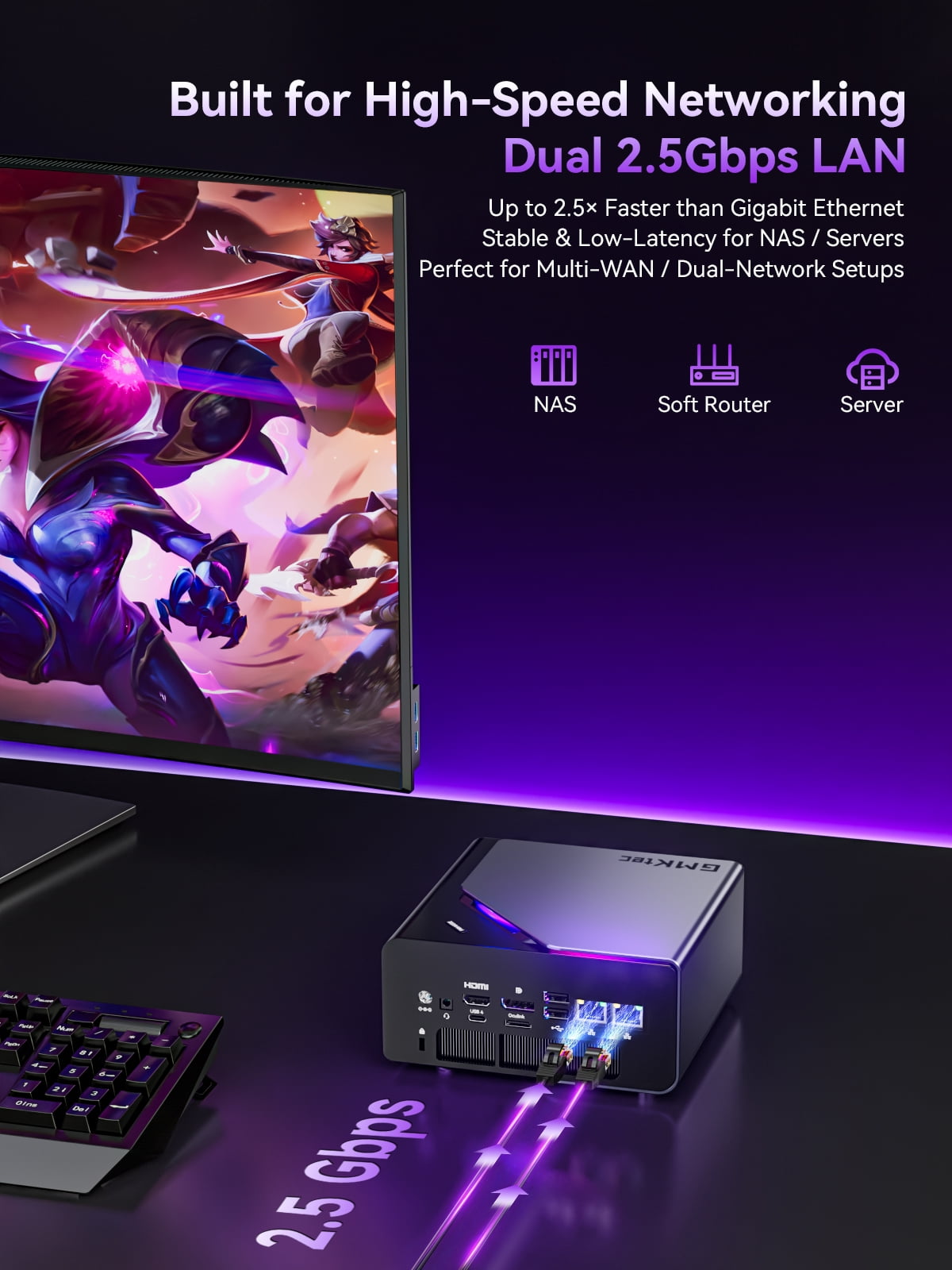 GMKtec K15 Mini PC Intel Core Ultra 5 125U, 32GB RAM 1TB SSD, 2.5GbE NIC LAN Mini Desktop Computers, Quad 4K Display, WiFi5.2, BT6E, USB-C, DP