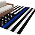 thumbnail image 2 of Blue American Flag Area Rug 4x6 FT, Non Slip Kids Room Carpet, Black White Striped US Flag Stars Washable Soft Floor Carpet Non-Shedding Throw Rug for Dorm Kitchen Study Room Home Office Bedside, 2 of 9