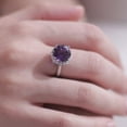 thumbnail image 3 of ANGARA Natural 3.2 Ct. Amethyst with Diamond Halo Ring in 14K Yellow Gold for Women (Ring Size: 4), 3 of 11