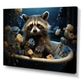 thumbnail image 2 of Designart "Wild Raccoon Cleanse In Blue Yellow Botanicals" Bathroom Canvas Art Print, 2 of 7