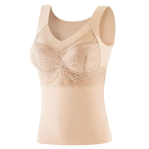 Lovzfmll Women's Winter Thermal Set Self-Heating, with Lace Trim Seamless Fleece Base Layer and Built-in Bra for Cold-Proof Comfort