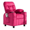 thumbnail image 6 of Linor Kids Recliner Chair, Adjustable Velvet Lounge with Cup Holder, Footrest and Side Pockets, Pink, 6 of 8