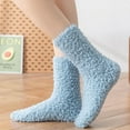 thumbnail image 4 of MZXELPRJD No Show Socks Womens Fuzzy Socks Winter Coral Socks Middle Cute Home Solid Stocking, Womens Ankle Socks Blue, 4 of 6