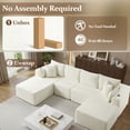 thumbnail image 3 of 4 Seats Boneless Modular Cloud Sectional Sofa with Chaise & Ottoman, Extra-Wide Deep Seats Plush Corduroy Sleeper Soft Couch for Modern Living Rooms, Small Spaces Apartment Beige 138"-U Shape Left, 3 of 8