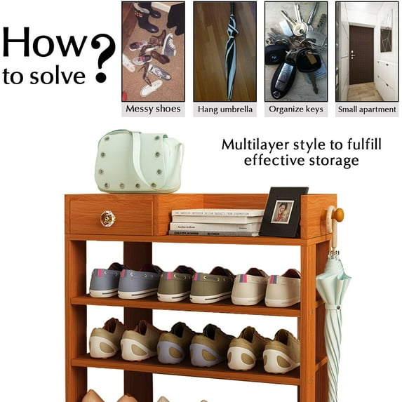 Shoe Rack Shoe Organizer Shlef w Drawer espresso finish wood storage shoe rack