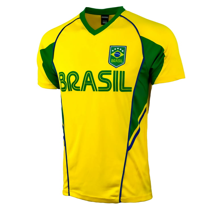 Brasil Training Jersey Adult and Youth Sizes, Brazil Soccer Futbol Tee  Shirt (YXL) 