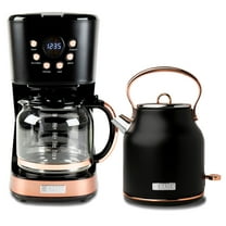 Haden Heritage 1.7 Liter Electric Kettle & Coffee Maker, Black & Copper
