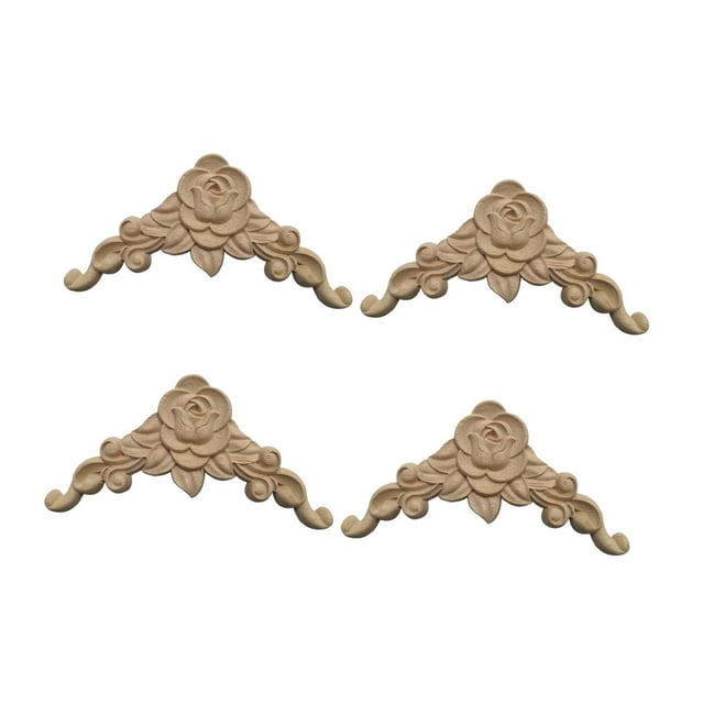 4 apliques de madera tallada para incrustaciones, apliques de madera tallados para bricolaje, para gabinete Estilo E