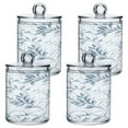 thumbnail image 2 of 2 Pack Qtip Holder Dispenser Elegant Vintage Flower on Grid Clear Plastic Storage Apothecary Jars for Cotton Swabs Balls Pads Floss, 2 of 7