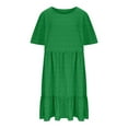 thumbnail image 6 of Tianiyouqing Loose Dresses for Women Dressy Short Oversized Ruffle Tiered Layered Plus Size Formal Pleated Dresses Short Sleeve Cotton Linen Summer Midi Dresses Dark Green L, 6 of 7