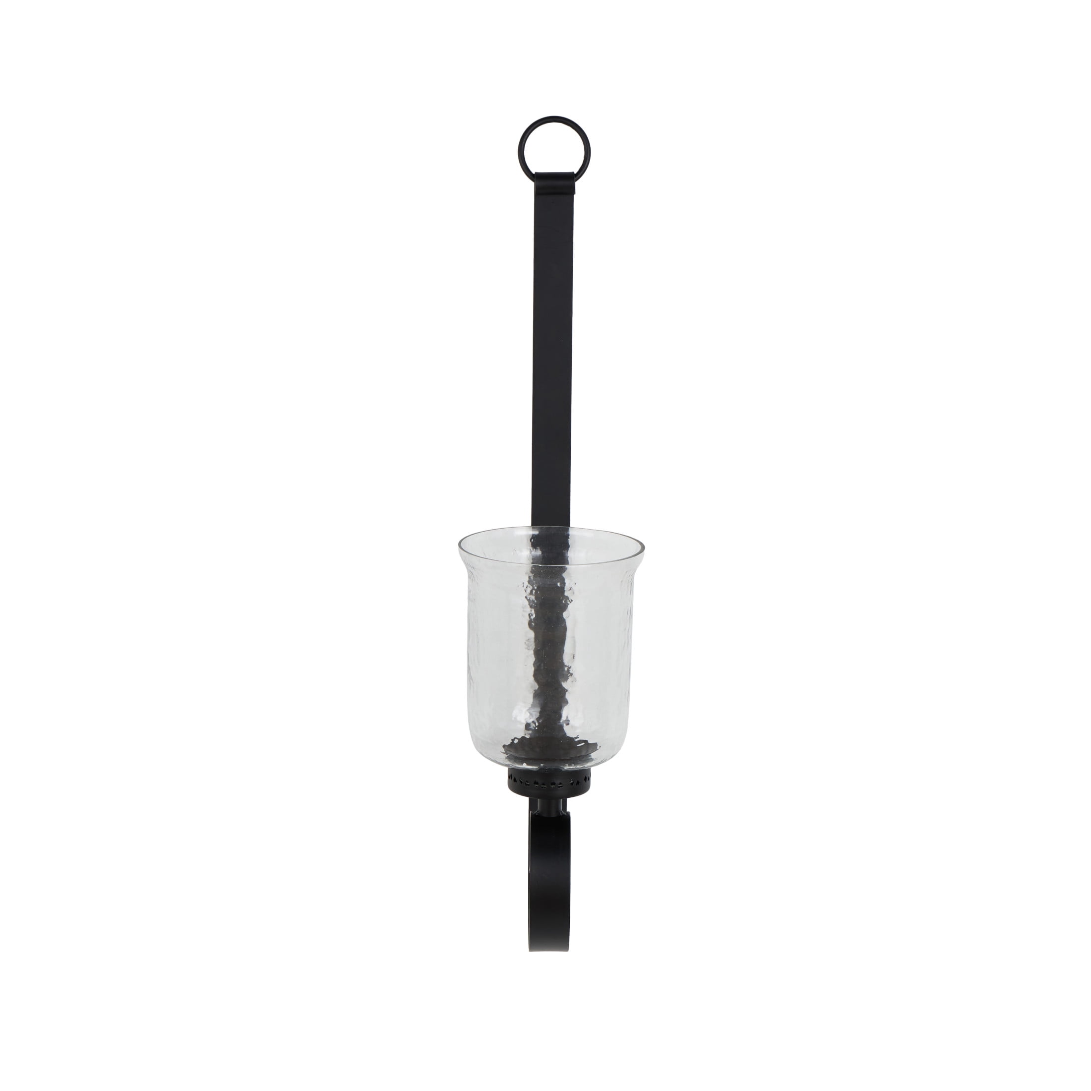DecMode Black Metal Scroll Handmade Pillar Wall Sconce