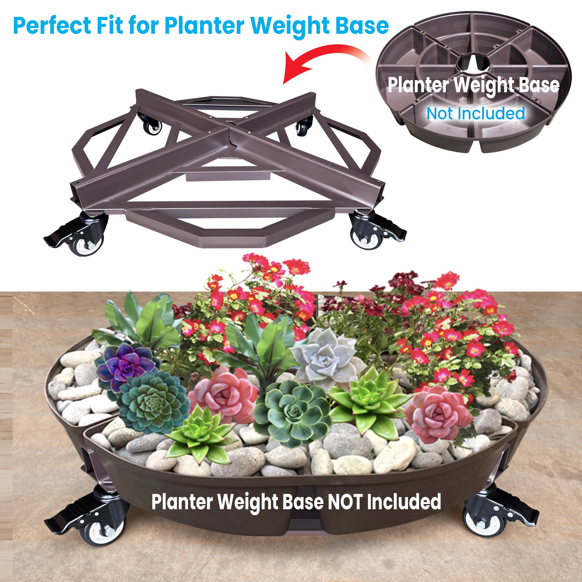 SUNRISEUMBRELLA Rolling planter umbrella Crossing base. with 5 wheels,Patio Umbrella Base for Outdoor Market Umbrella