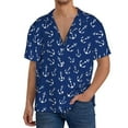 thumbnail image 3 of KLL Nautical Anchors Print Men's Shirt Short Sleeve Button Down Summer Cuba Beach Shirts- 4X-Large, 3 of 7