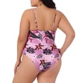 thumbnail image 4 of Agnes Orinda Women's Plus Size One-Piece Swimsuit Adjustable Spaghetti Straps Floral Tropical Pattern Swimwear Beach Bathing Suits  2X Dark Purple, 4 of 9