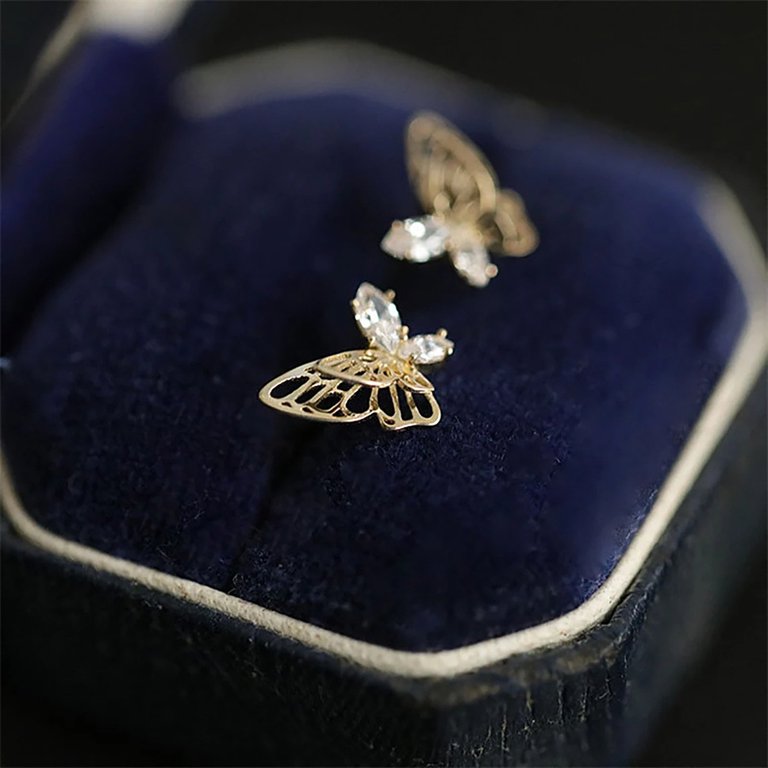 Sparkling openwork butterfly stud shop earrings