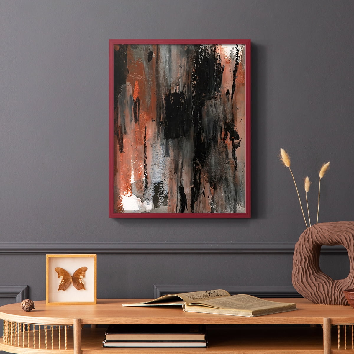 Loft Pastel VIII Framed Print in Red Solid Wood Framed Print No Nail Hanging