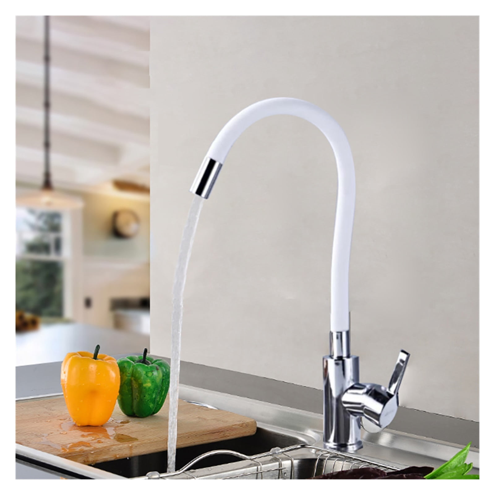 Silica Gel Nose Kitchen Sink Faucet Multiple Colors Available Hot Cold Water Mixer Tap Any Direction Rotating Deck Mount ,Effortless Installation