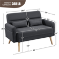Easyfashion 46'' W Modern Fabric 2 Seater Sofa Couch with Lumbar