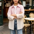 thumbnail image 5 of XUNKUSGA Girls Gradient Shirts Lightweight Loose Button Down Shirts for Girls Casual Collared Long Sleeve Shirts Jacket with Pocket for School Daily Streetwear 5-15Y, 5 of 8