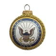 thumbnail image 2 of Christmas Tree Ornaments Made in the USA - 80mm / 3.25" Decorated Collectible Glass Balls from Christmas by Krebs - Handmade Hanging Holiday Decorations for Trees (Navy Emblem and Hymn, Silk), 2 of 8