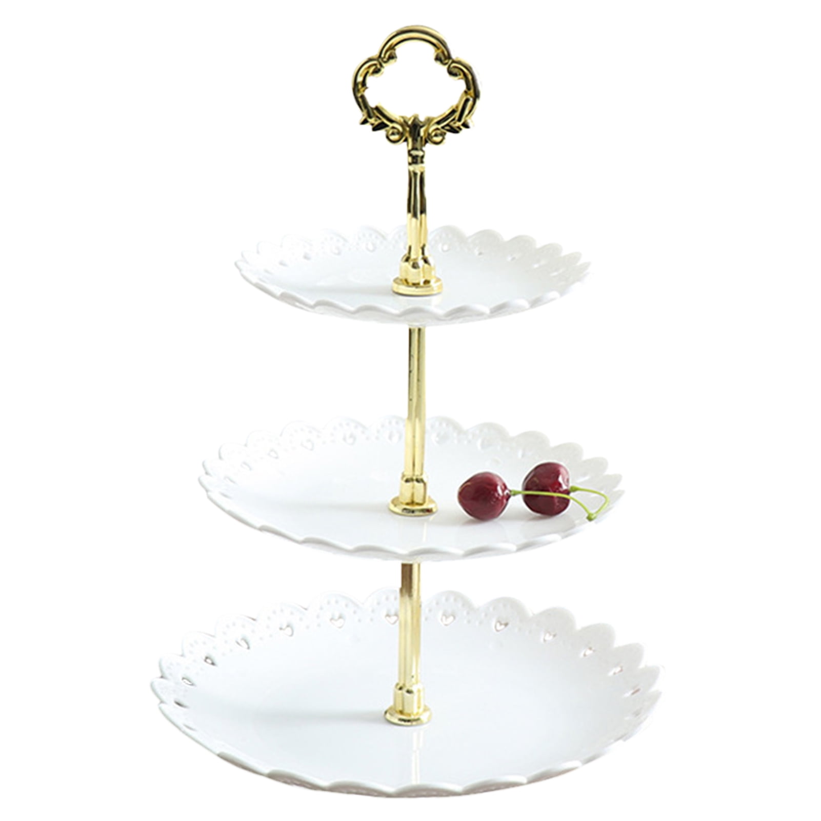 White 2 Pcs 3-Tier Cupcake Stand Fruit Plate Cakes for Wedding Home Birthday Tea Party Serving Platter 