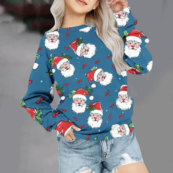 Wancir Toddler Boys Girls Christmas Sweatshirts Kids Ugly Xmas Pullover Funny Santa Reindeer Truck Shirts Tops 1-12 Years