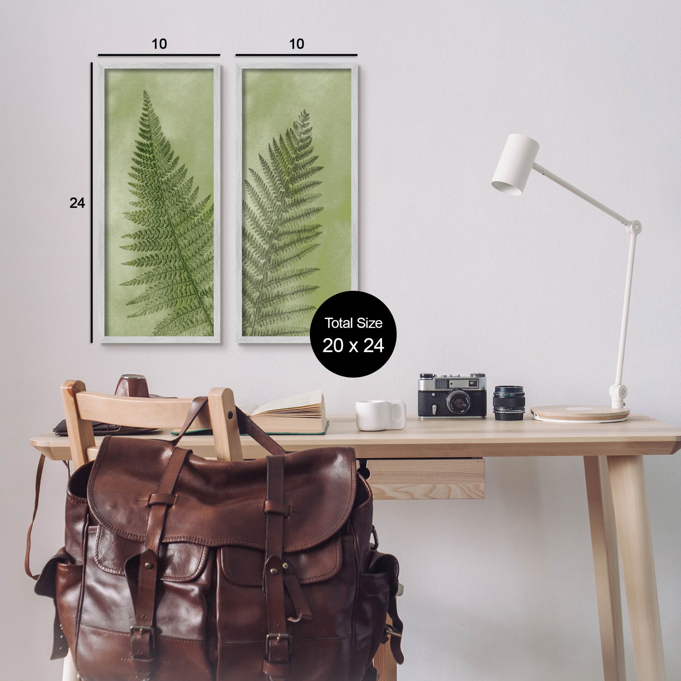 Woodland Nature Fern Leaves Botanical & Floral Graphic Art Gray Framed Art Print Wall Art, Set of 2
