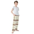 thumbnail image 4 of FORMRS Kids Pajama Pants with Pockets Size 9-10Y Boys Lounge Sleep Bottoms, Cream Plaid, 4 of 8