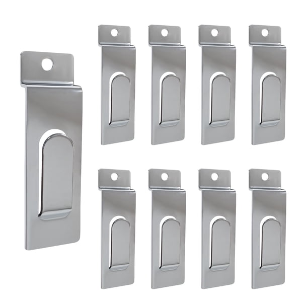 Ganchos para panel ranurado Mewuthede, 10 piezas, metal cromado, 6,3 x 2,4 cm