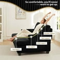 thumbnail image 6 of FFH Double Chaise Lounge Indoor, 61" Oversized Lounge Chair Sleeper Sofa Sectional, Corduroy Loveseat with Lumbar Pillows and Adjustable Backrests, Black, 6 of 16