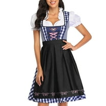 ANINEO Women Plus Size German Dress Square Neck Apron Oktoberfest Dirndl Comfy Maid Uniform Festival Waitress Girl Clothess
