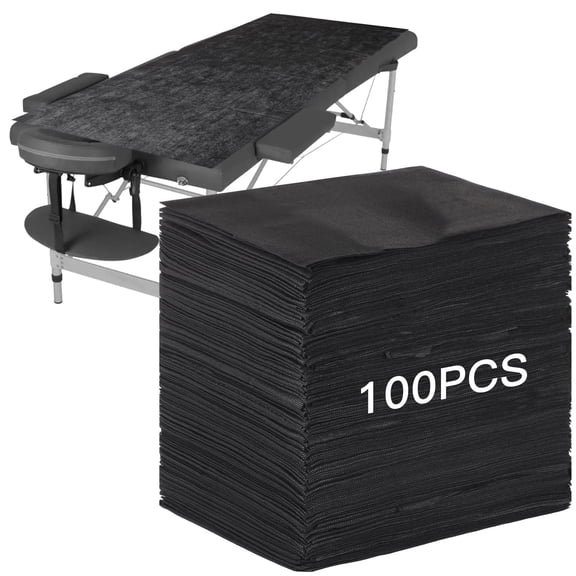100 Pack Disposable Massage Table Sheets - 31"x71" Black Waterproof Non-Woven Bed Sheets | Non-Woven Bed Covers for Lash Extensions, Spa & Salon, Protective Liners