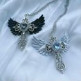 thumbnail image 6 of HOOUN Fashion Wings Cross Pendant Necklace Heart Crystal Choker Punk Jewelry Accessory-Light blue-, 6 of 7
