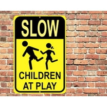 Slow Children At Play Sign 8"x12" Metal Aluminum Street Speeding Warning Kids