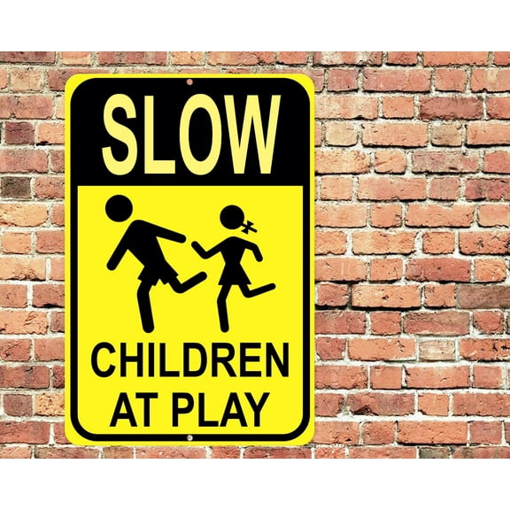 Slow Children At Play Sign 8"x12" Metal Aluminum Street Speeding Warning Kids
