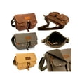 thumbnail image 7 of Men's Vintage Canvas Leather Satchel School Military Shoulder Messenger Crossbody Hiking Bag, 7 of 7