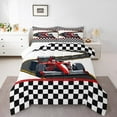 thumbnail image 2 of Erosebridal Sports Car Bedding Sets King with Comforter, Checkered Flag Duvet Insert, Cartoon Racing Car Decor, 3 Pieces, 2 of 8