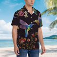 thumbnail image 5 of Xecao Humming Bird print Hawaiian shirt - a stylish short-sleeve button-down for men, perfect for casual beach and tropical outings., 5 of 9