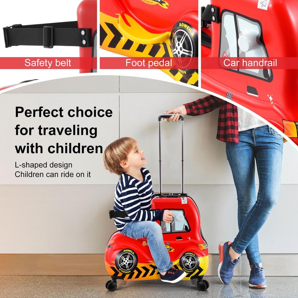 Xianers Toddler Ride on Suitcase 24 in Carry-On Red Car Luggage Cabin Case Cabin Luggage with Safety Belt for Kid Boy Aged 6-12 Years Old exceptional