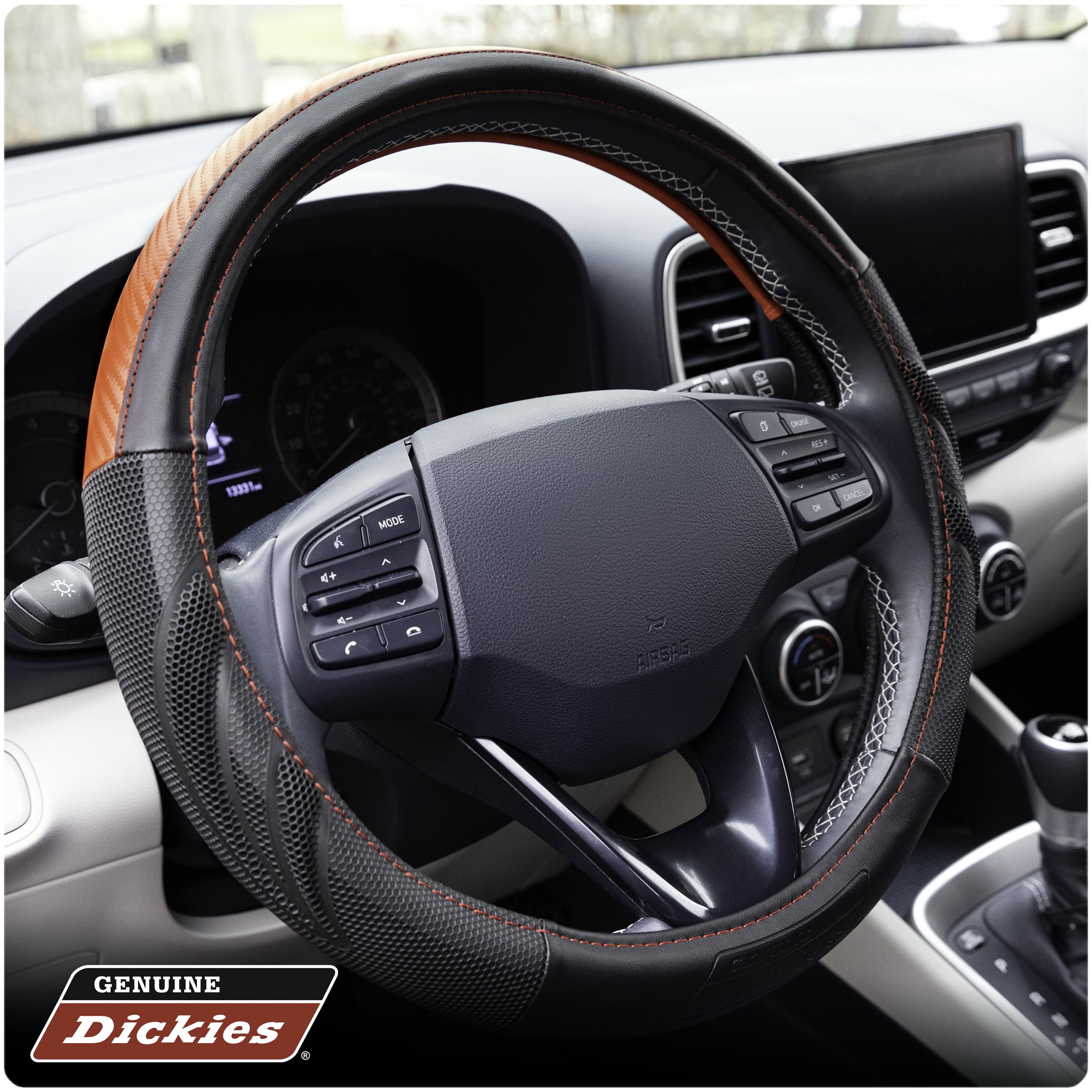 Genuine Dickies Black-Red Carbon Fiber Dura Grip Steering Wheel Cover 34099PWDI