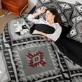thumbnail image 4 of jejeloiu Retro Boho Aztec 7 Pieces Bedding Comforter Set,Bohemian Triangle Rhombus Full Bedding Set,Gray Black Fitted Sheet Flat Sheet For Teens,Microfiber Bedroom Decor Reversible, 4 of 8