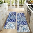 thumbnail image 4 of Kitchen Rugs Sets Of 2,Blue Ethnic Floral Patchwork Pattern Anti Fatigue Kitchen Mat Rugs Non Slip Washable,Decorative Kitchen Floor Mats for Kitchen,Sink,Laundry,17"X47", 4 of 5