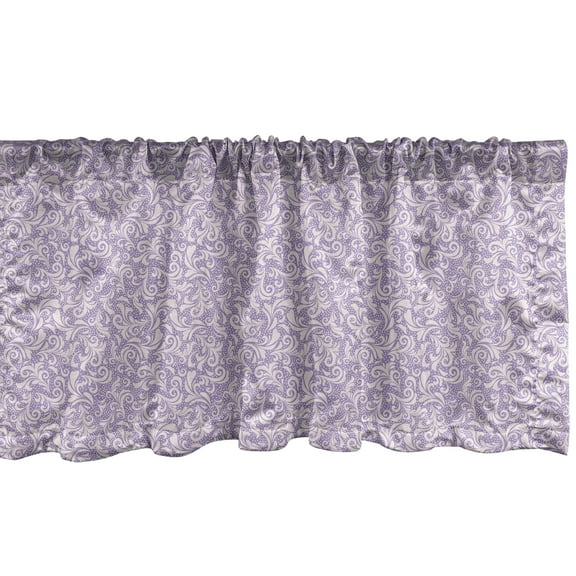 Ambesonne Lilac Valance Pack of 2, Scroll Style Curly Leaves, 54"X12", Pale Mauve and Lavender