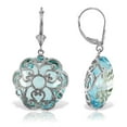 thumbnail image 2 of Galaxy Gold 14k Solid White Gold Leverback Earrings with Checkerboard Cut Round Blue Topaz, 2 of 3