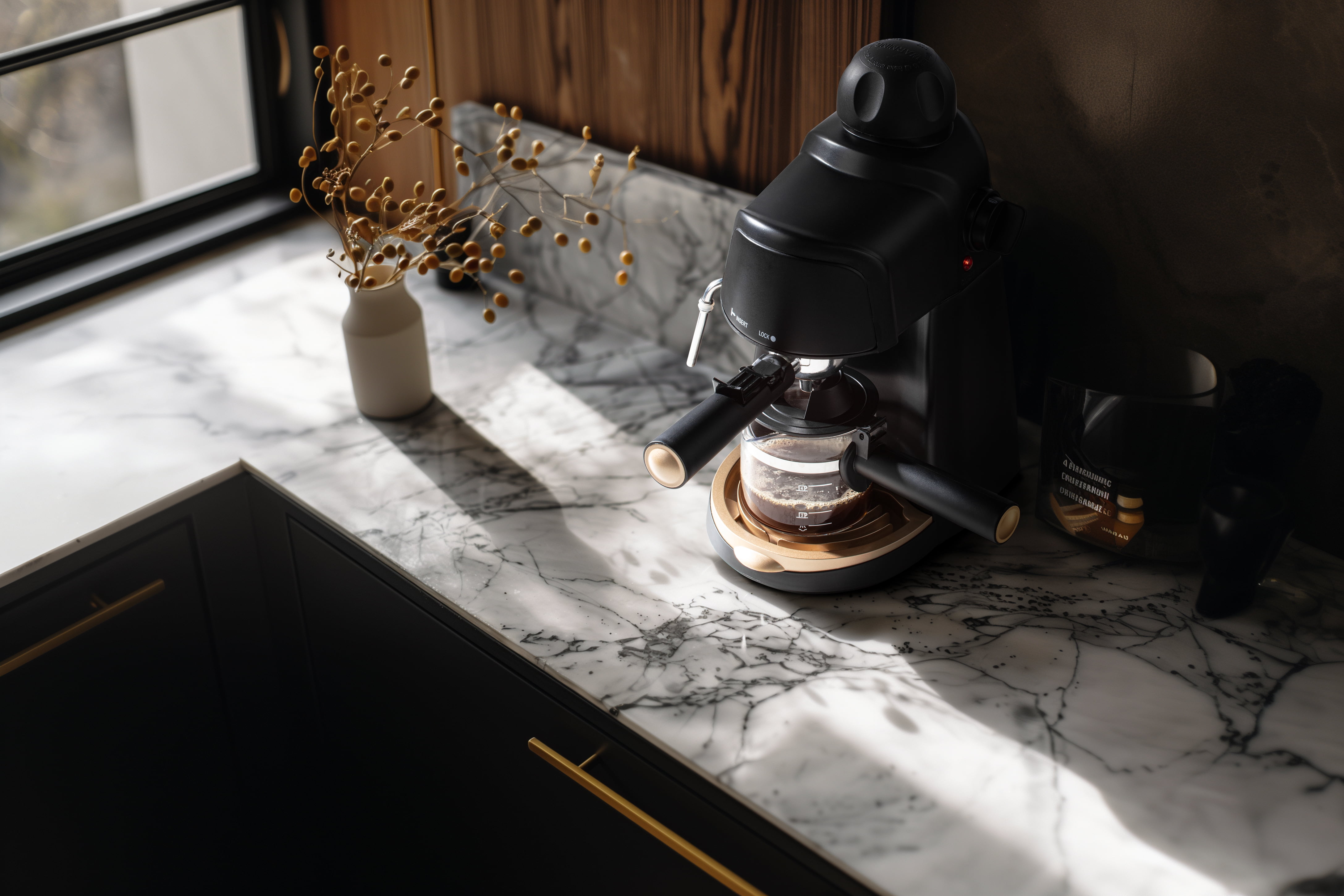 Collezioni Black and Gold Espresso Maker - New