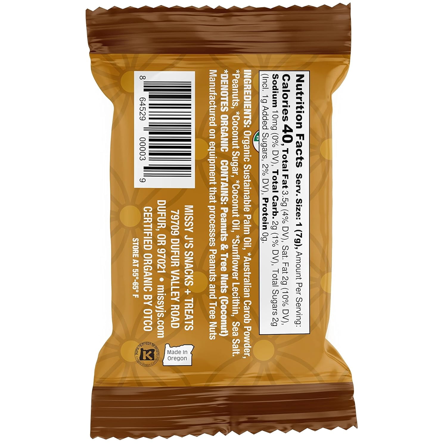 Missy J's Organic Peanut Butter Carob Mini Bites Gluten-Free Snack Healthy Desserts 15 Packs