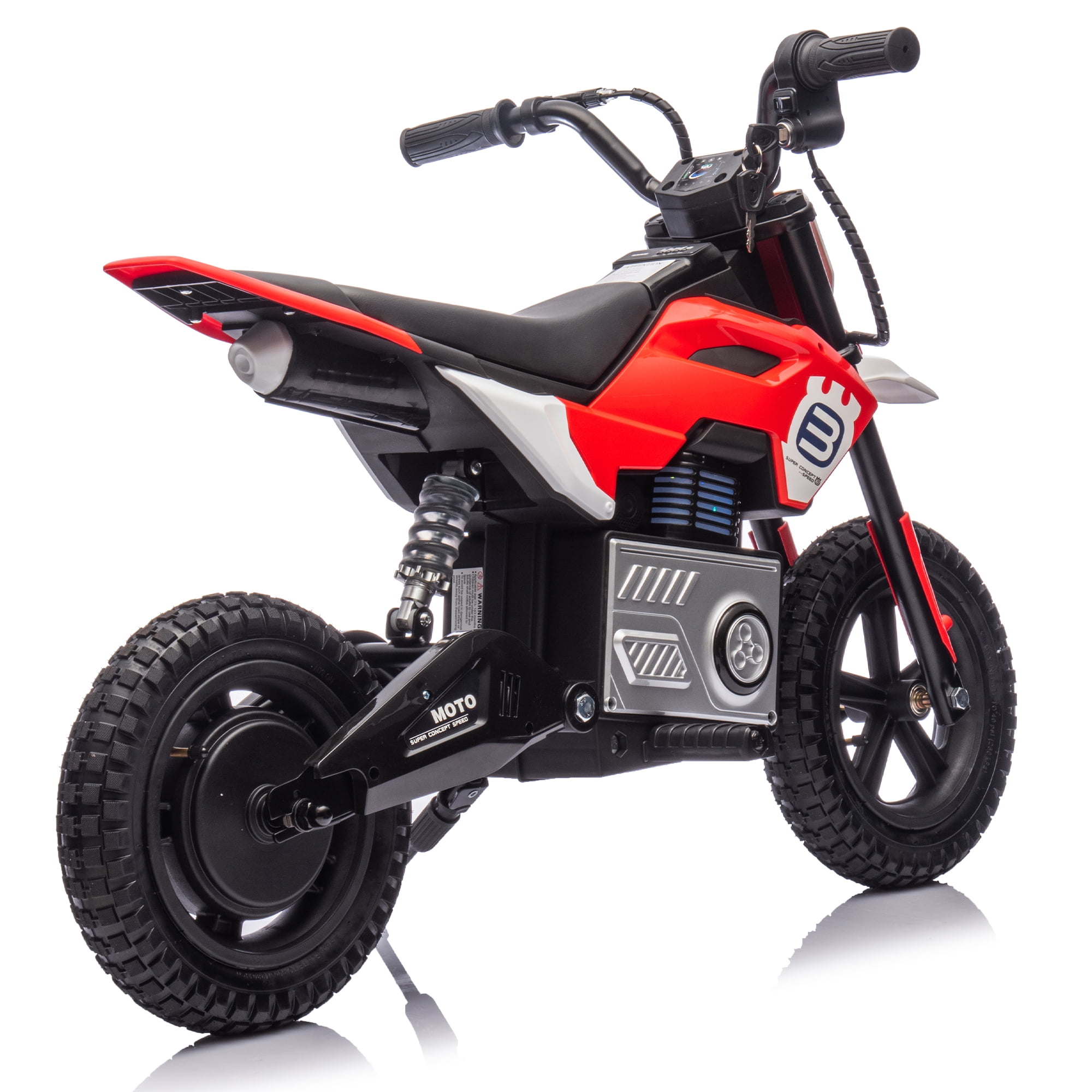 AJOOSOS 24V Kids Electric Dirt Bike, 200W Ride On Motocross Motorcycle for Kids Ages 5-12, 9 mph Max Speed, Bluetooth & Music, Red