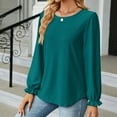 thumbnail image 2 of Baberdicy Womens Tops Women's Long Sleeve T Shirt Fashion Crew Neck Tops Solid Color Casual Blouses Plus Size Tops for Women Mint Green, 2 of 7