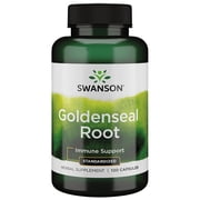 Swanson Goldenseal Root - Herbal Supplement Promoting Immune Support and Overall Wellness - Features Goldenseal Root Extract Standardized to Minimum 5% Total Alkaloids - (120 Capsules, 125mg Each)