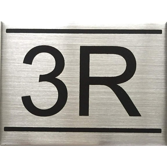 APARTMENT NUMBER SIGN -3R -BRUSHED ALUMINUM (2.25X3, Aluminium))